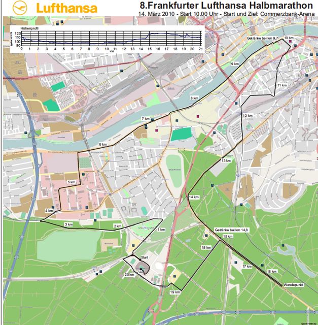 Streckenplan Lufthansa Halbmarathon