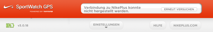 Fehlermeldung Nike plus